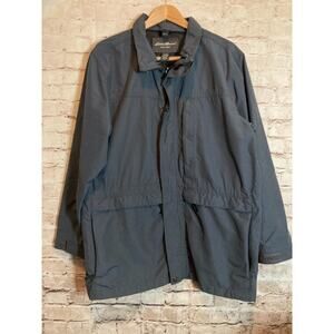 Eddie Bauer Jacket Men's Medium Slate‎ Gray Full Zip Front Mesh Lined Pockets